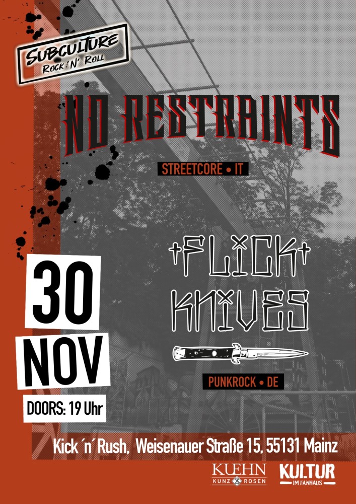 No Restraints + Flick Knifes Flyer