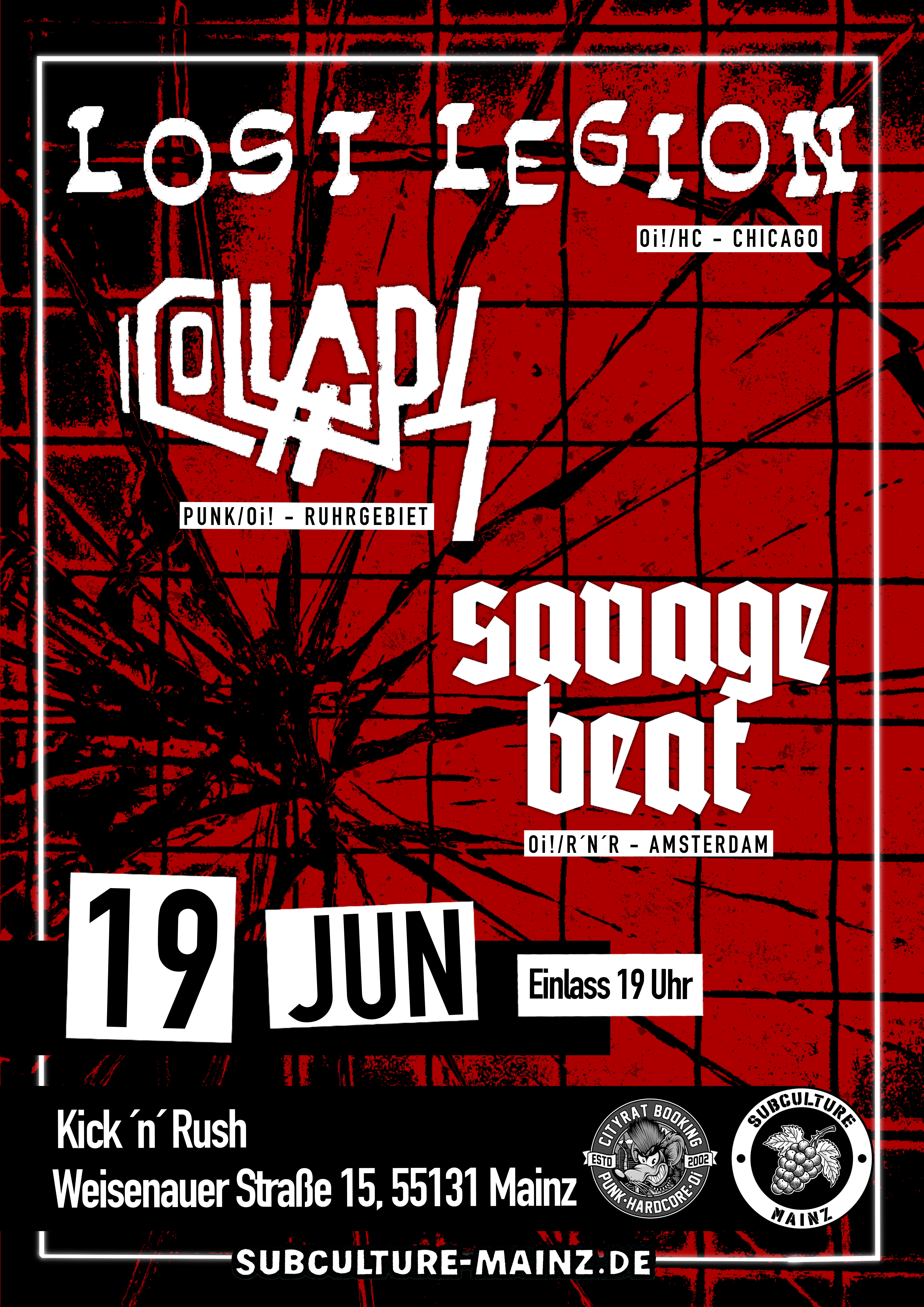Lost Legion + Collaps + Savage Beat Flyer