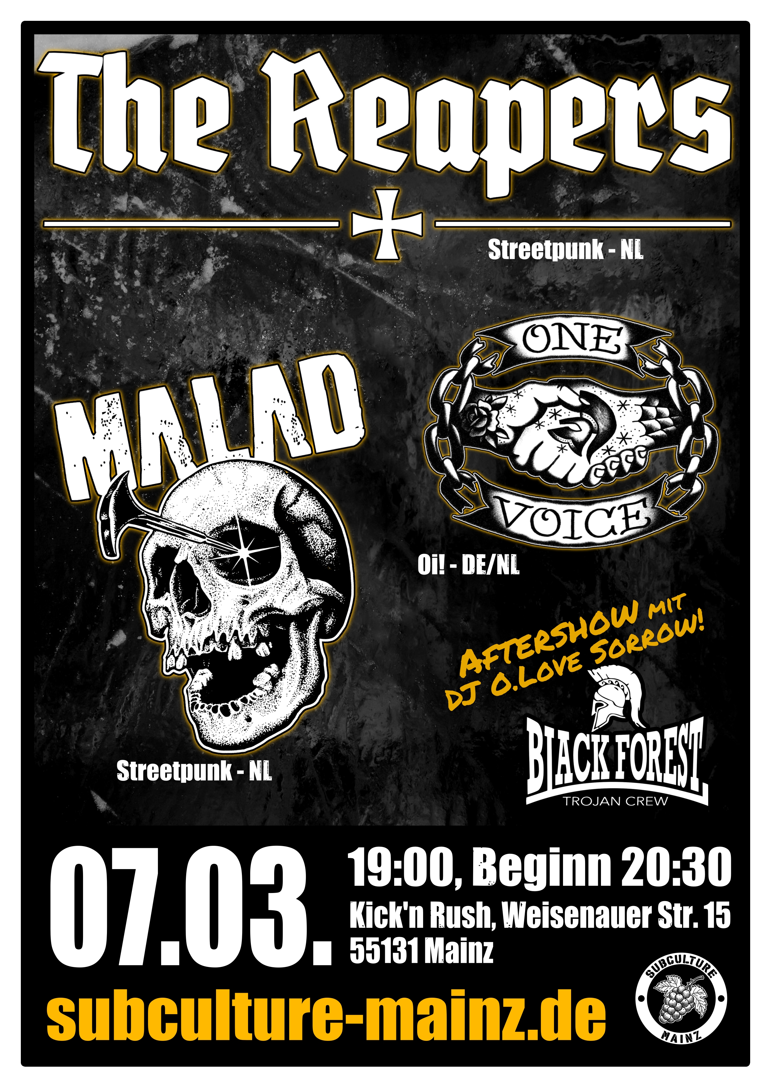 The Reapers + Malad + One Voice Flyer